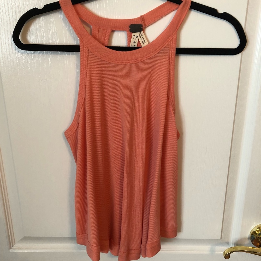 Free People Coral Keyhole Tank